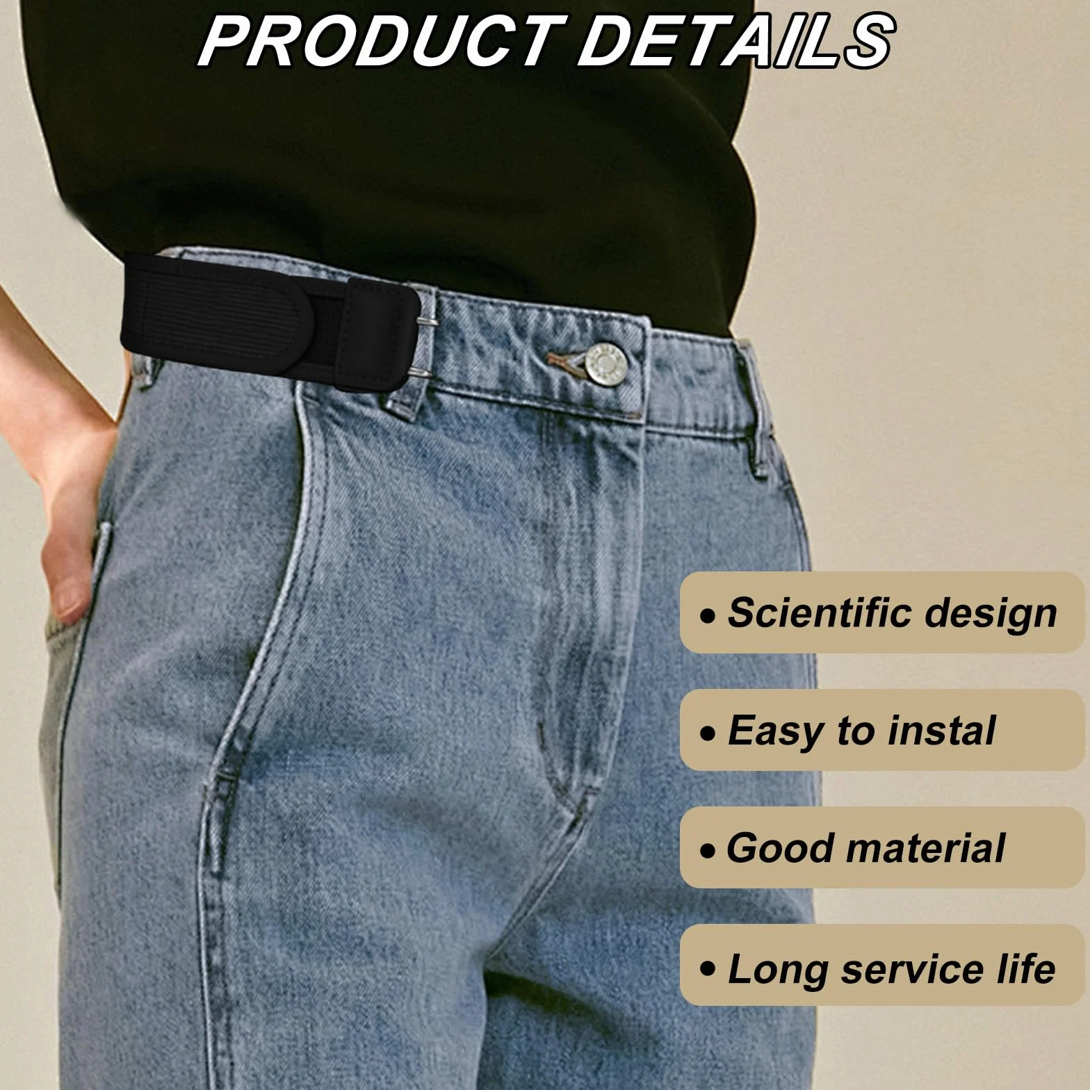 Cintura Elastica con Accessori in Metallo 4 Pezzi per Attrezzi Uomo