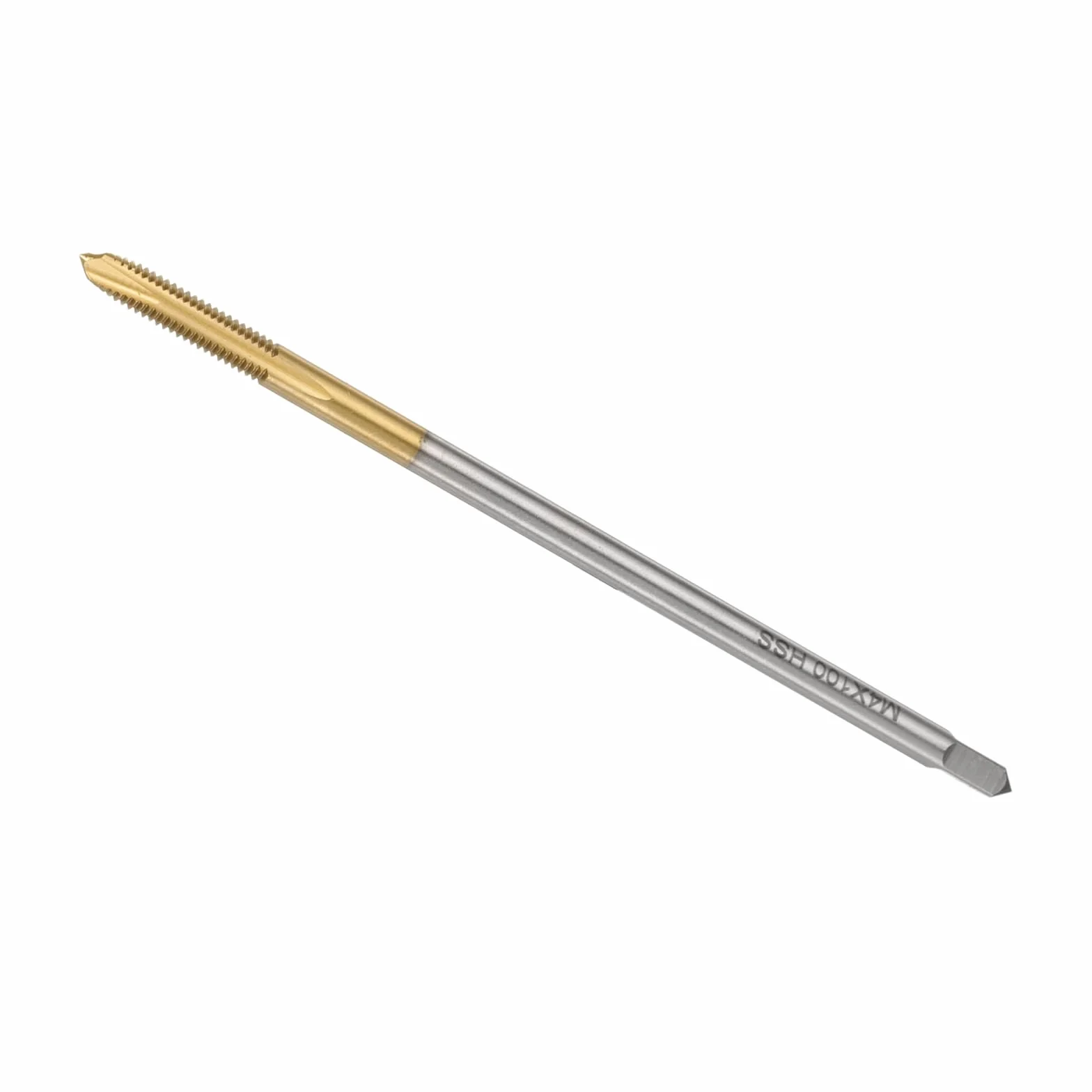 QUARKZMAN M4 x 0.7 H2 Metric Spiral Point Thread Tap, 100mm Extra Long Titanium Coated High Speed Steel Tapping Tool