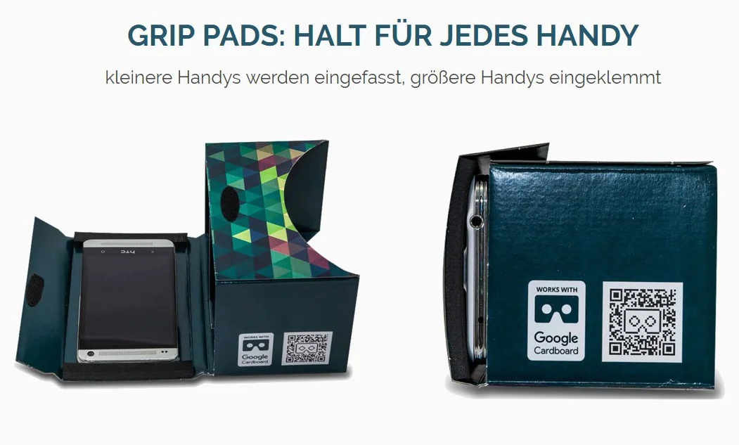Google Cardboard 2.0 di MR.CARDBOARD. Visore VR Occhiali di realtà virtuale con cinturino per la testa per Android e Apple iOS. Fatto in Germania.