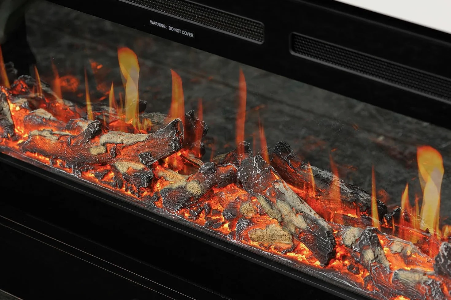 V-Art, camino elettrico da parete con schermo LCD, effetto fiamma realistico, 5 colori, stufa con tecnologia di visualizzazione delle fiamme 5D (127 cm)