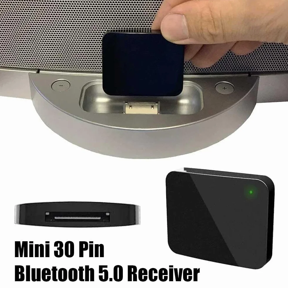 Bluetooth 5.0 A2DP Audio Musica Adattatore Stereo Ricevitore per Bose Sounddock iPhone iPad iPod Dock Speaker 30Pin iPhone iPod Dock Speaker, non adatto per vecchi sounddock1