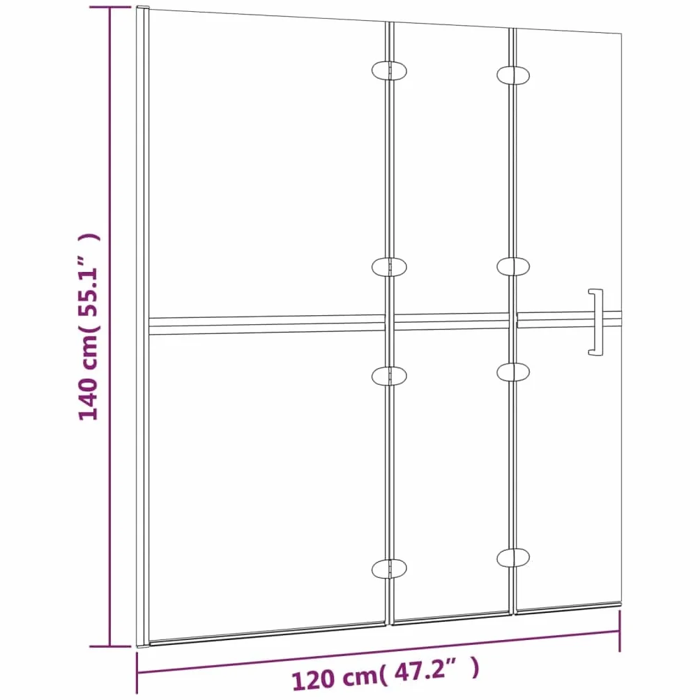 Box doccia pieghevole ESG, 120 x 140 cm, bianco, telaio in alluminio con maniglia, per bagno, paraspruzzi, guarnizioni e accessori di montaggio, adatto per bagno e impianti sanitari