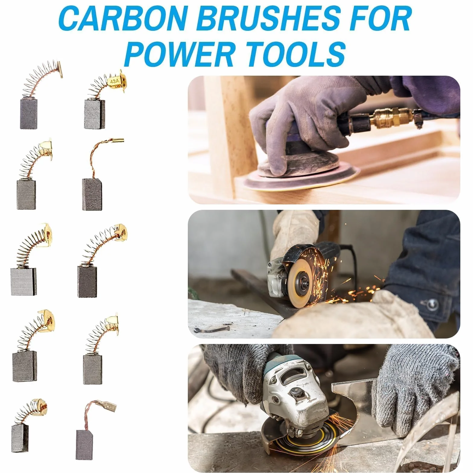 Spazzole di Carbone 30PCS Confezione 10 Misure per Utensili Elettrici Motore Elettrico