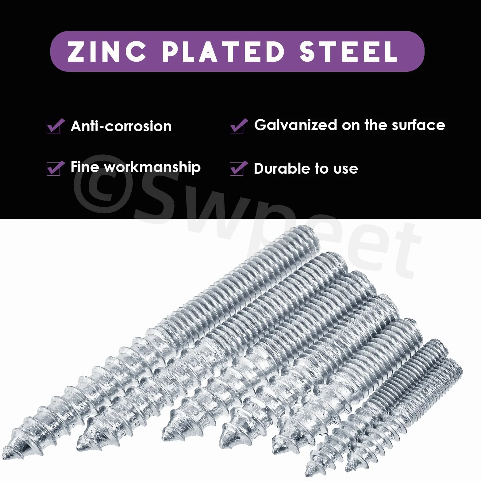Swpeet Kit di 120 bulloni a gancio in zinco M4 M6 7 misure