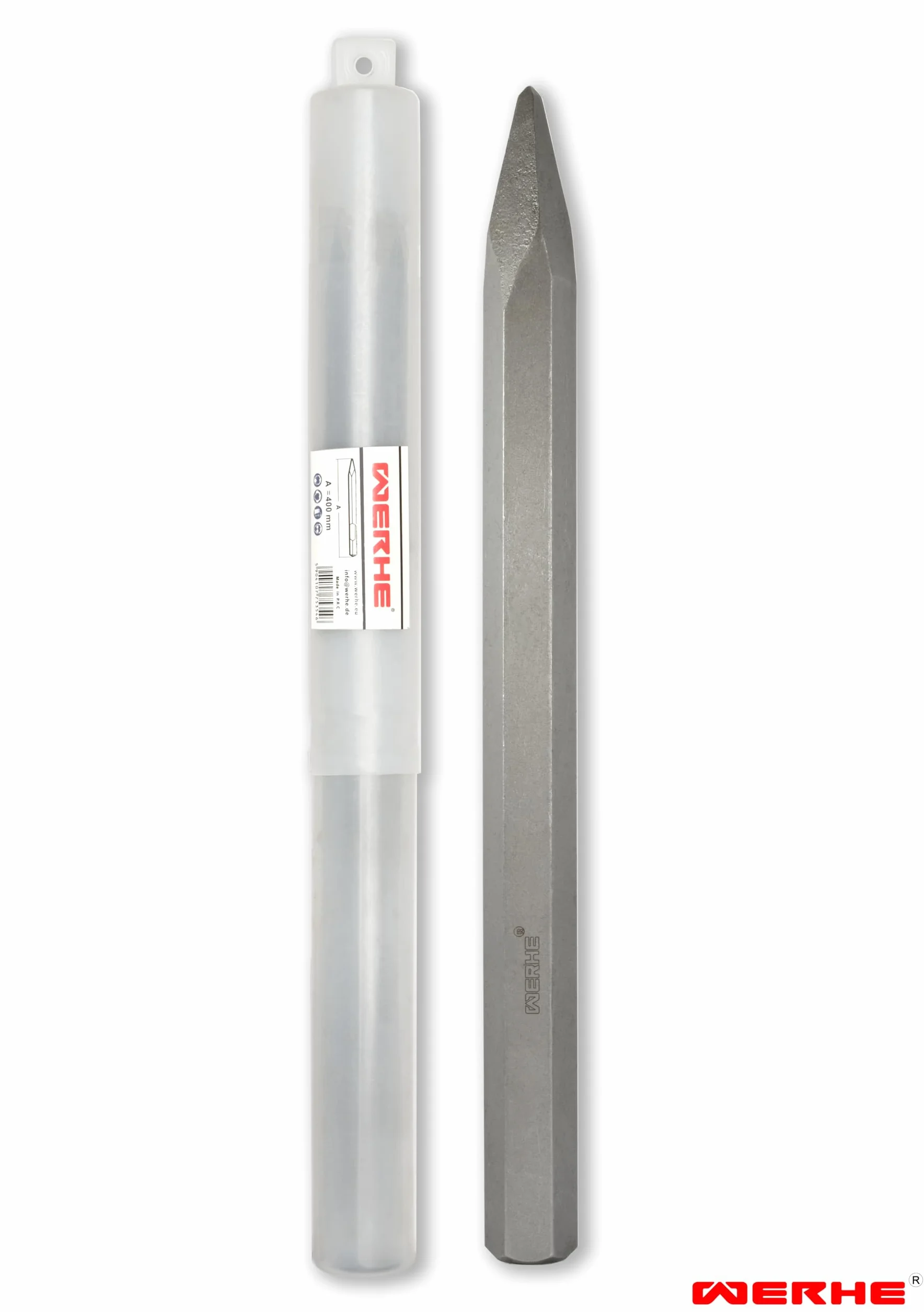 Scalpello a punta 28x400mm Acciaio robusto HEX28 per martello demolitore calcestruzzo muratura