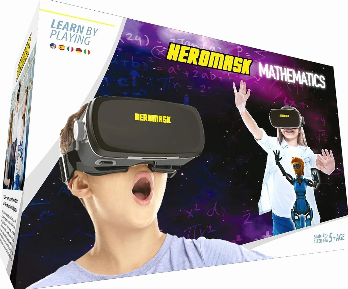Visore Realtà Virtuale Bambini 5-12 + Giochi Matematica Heromask — Regalo educativo che trasforma la matematica in gioco: guardali sorridere mentre fanno tabelline e calcoli in VR 3D