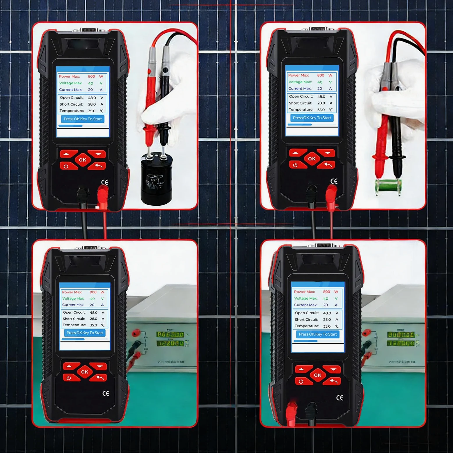 Cocoarm Tester per Pannelli Solari 2000W, Multimetro Fotovoltaico a Pannelli MPPT con LCD da 3,2 Pollici per Tensione a Circuito Aperto, Strumento Utilità