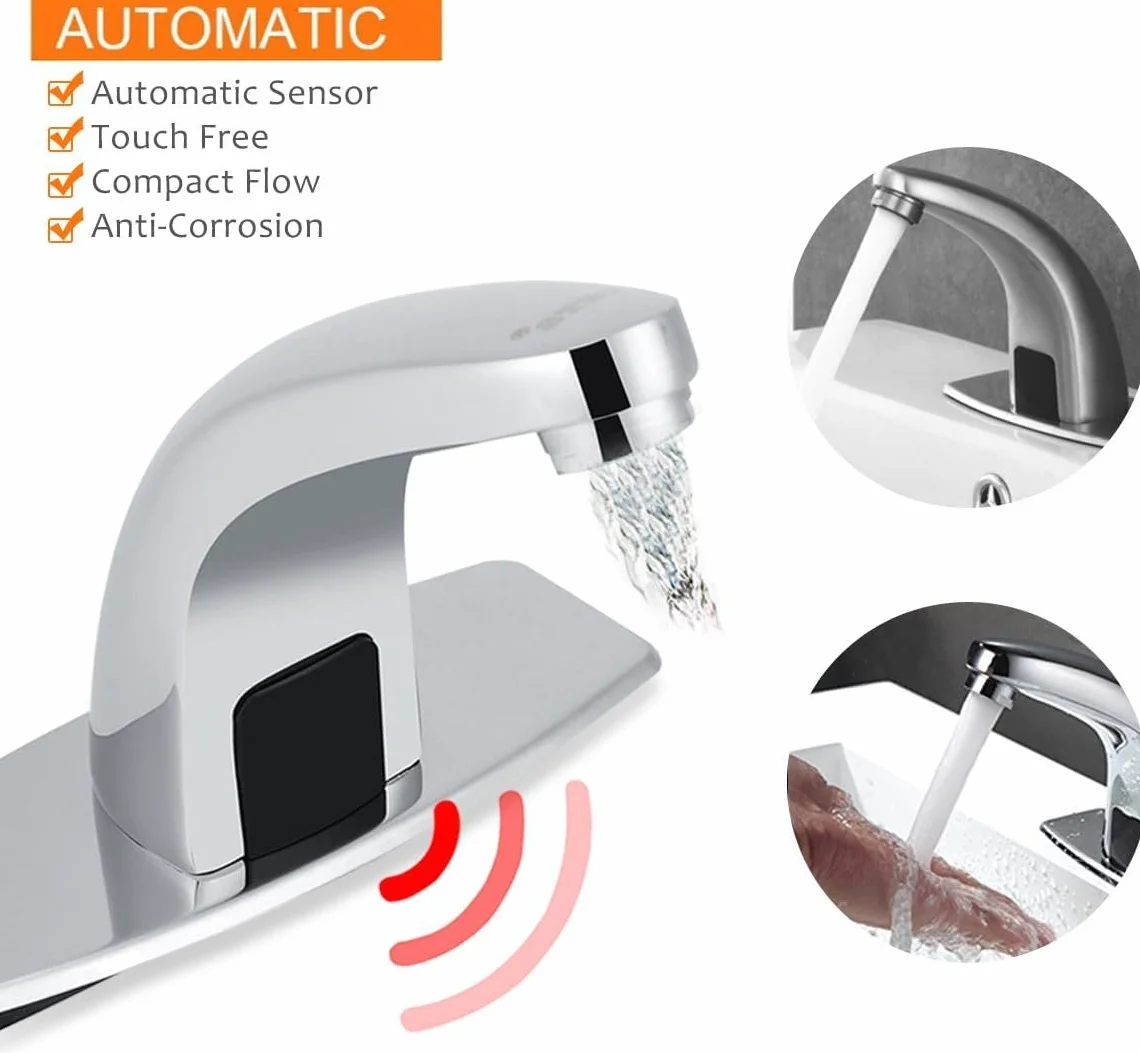 Rubinetto con Sensore Automatico a Induzione Cromato per Bagno