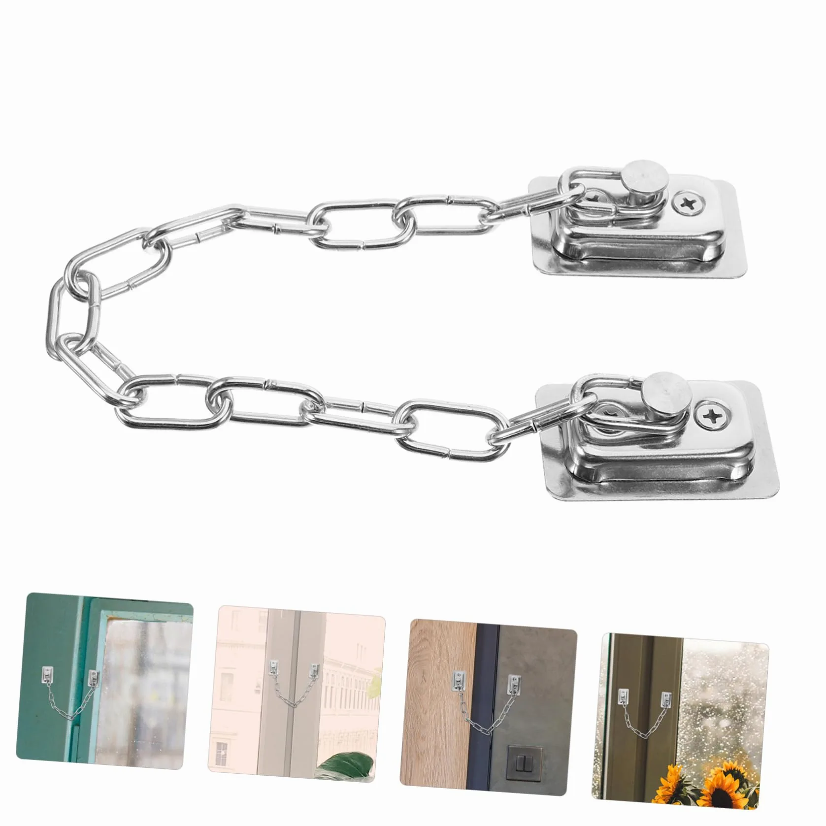 Lurrose 5 Pezzi serratura della finestra catena acciaio inox serratura a catena di sicurezza della porta serrature a catena inossidabili serrature a catena per porte Acciaio inossidabile