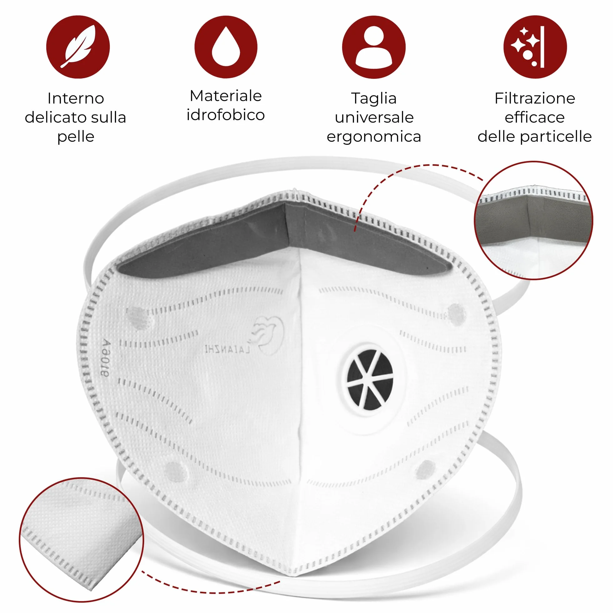 Mascherina FFP3 con valvola Alta protezione respiratoria filtrazione Confortevole ergonomica