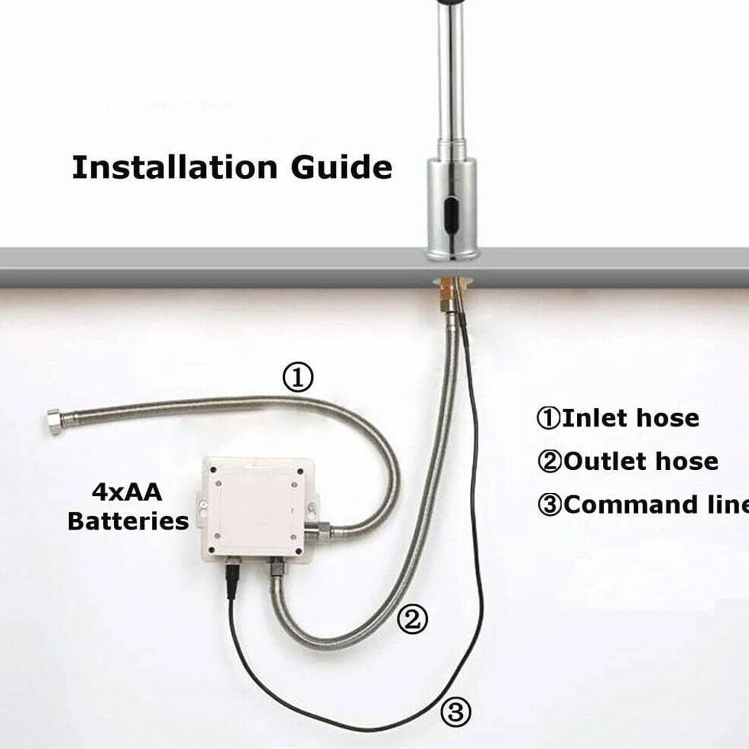 Rubinetto Con Sensore A Infrarossi Automatico Bagno Lavabo Alto 32 Cm Senza Contatto Batteria Ottone Antibatterico Resistente Corrosione Miscelatore