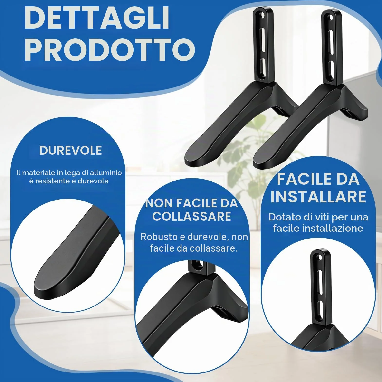 Supporto TV da Tavolo Piedini per Piedistallo TV per Schermi LCD LED OLED da 32-65 pollici Supporto TVs da Tavolo Antiscivolo Installazione Semplice