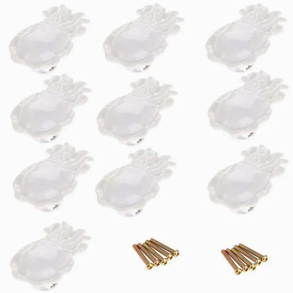 10 pomelli/maniglie/maniglie in ceramica a forma di polpo rosa per mobili da cucina, armadi, armadi, cassetti, comò, ante di mobili da bagno, ecc. Decorazioni in stile mediterraneo (bianco)
