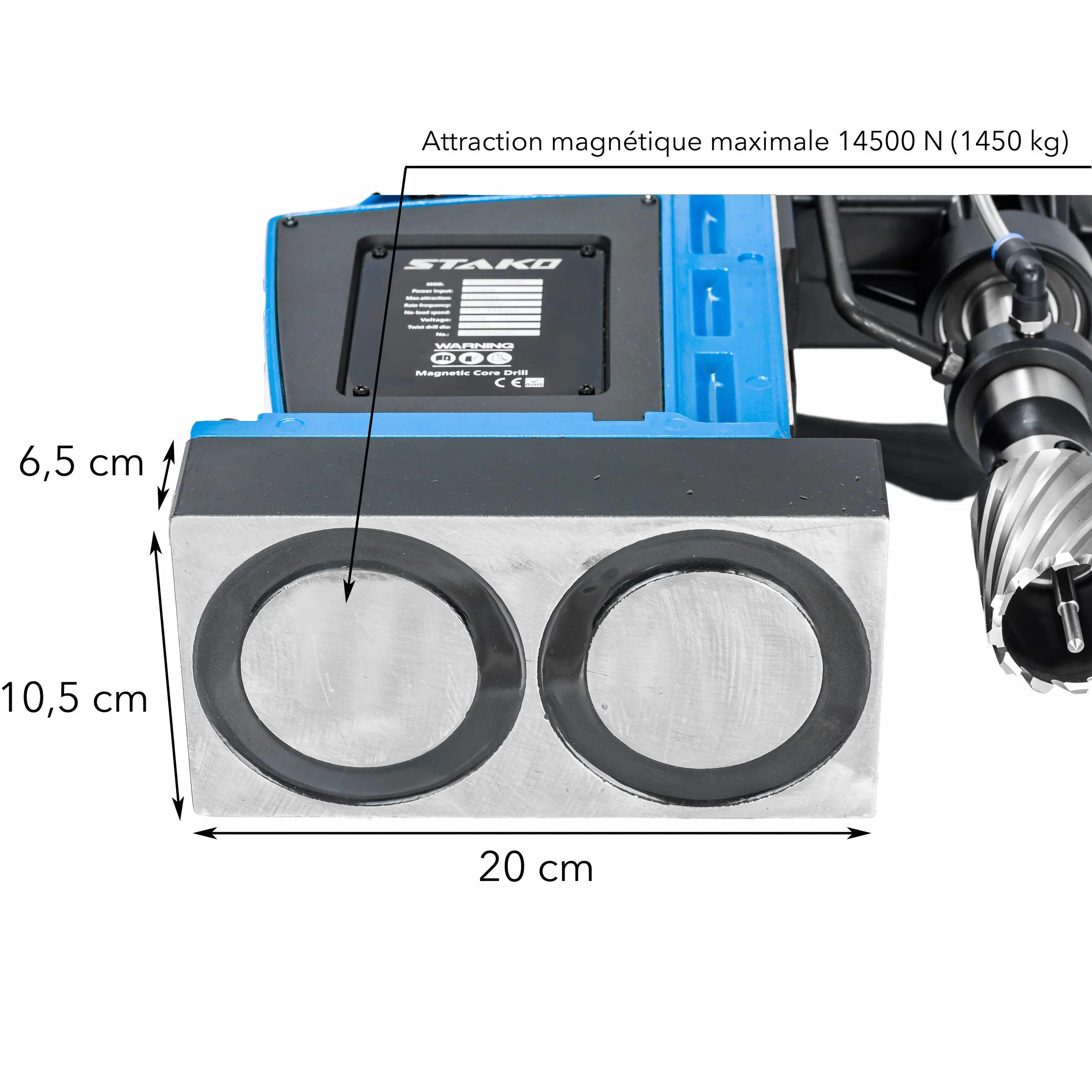 STAKO Trapano magnetico 1800 W ST-28RE Max.Ø80 mm Forza magnetica 16500N Weldon 19 mm mandrino 3-16 mm
