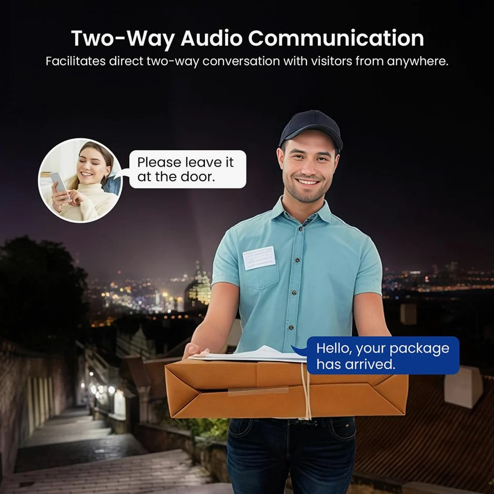 Videocitofono Ring WiFi con doppia fotocamera 720P, esperienza | avvisi di rilevamento del movimento abilitati. Videocitofono intelligente con telecamera WiFi.