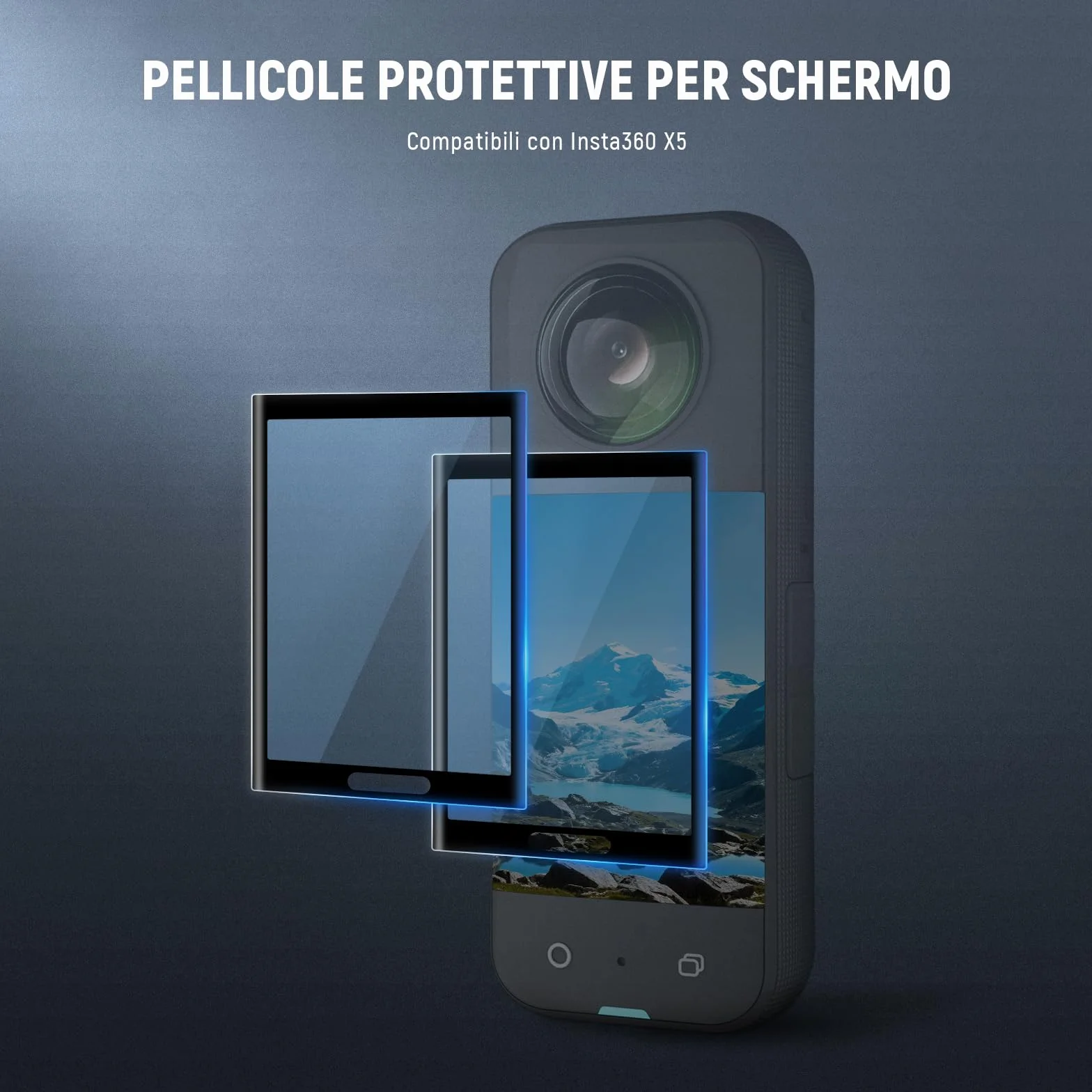 NEEWER Protezione per Schermo/Lente Compatibile con Insta360 X5 X4 Action Cam, Pellicola Protettiva per Schermo Temperato (2pz), Cap Custodia Protettiva in Silicone e Kit Accessori di Ricambio, CA156