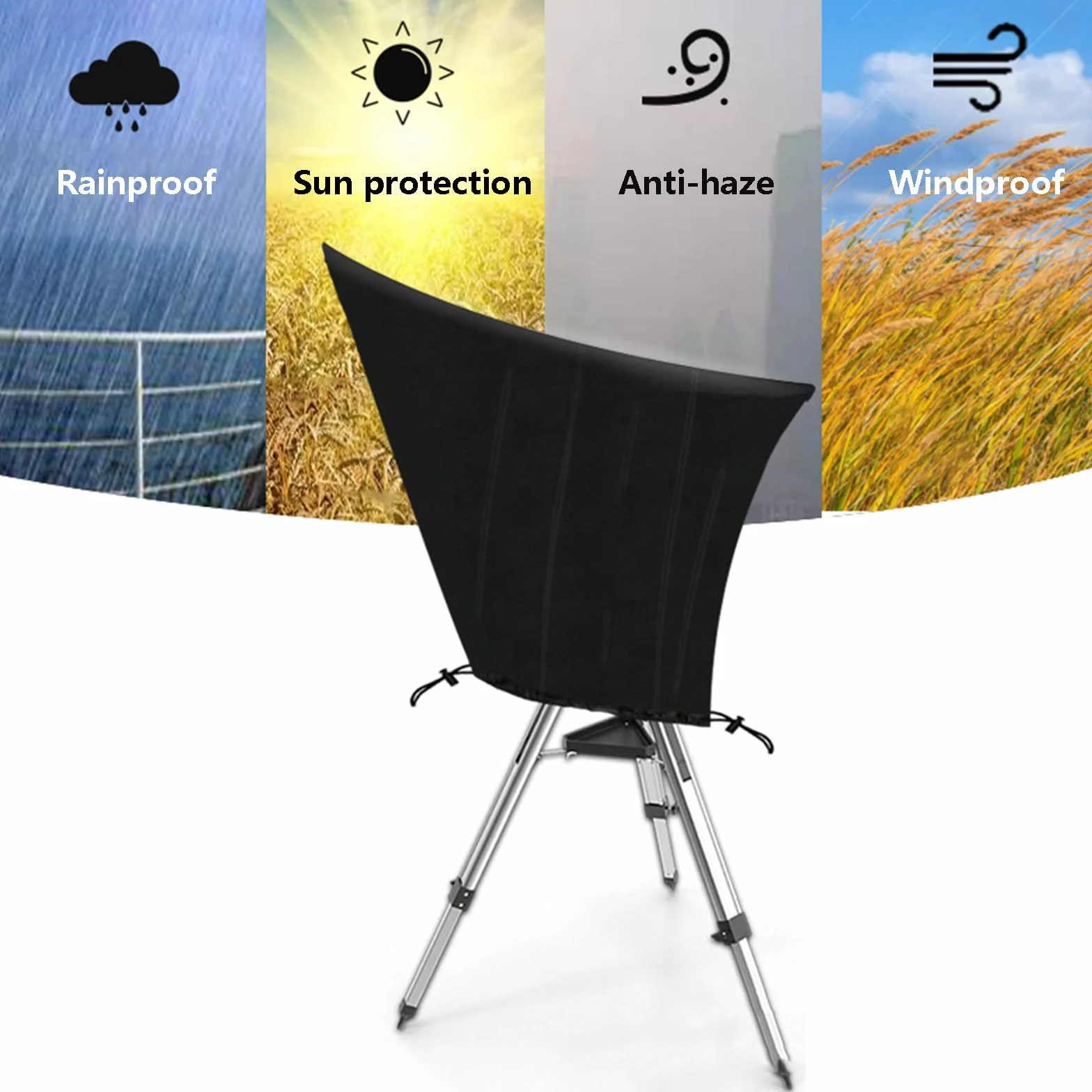 Copertura Telescopio da Esterno 420D Oxford Tessuto Antipioggia Antipolvere Resistente al Sole Borsa Cappuccio con Coulisse Regolabile Telo Copertura Telescopio,47 * 63inch,Silver