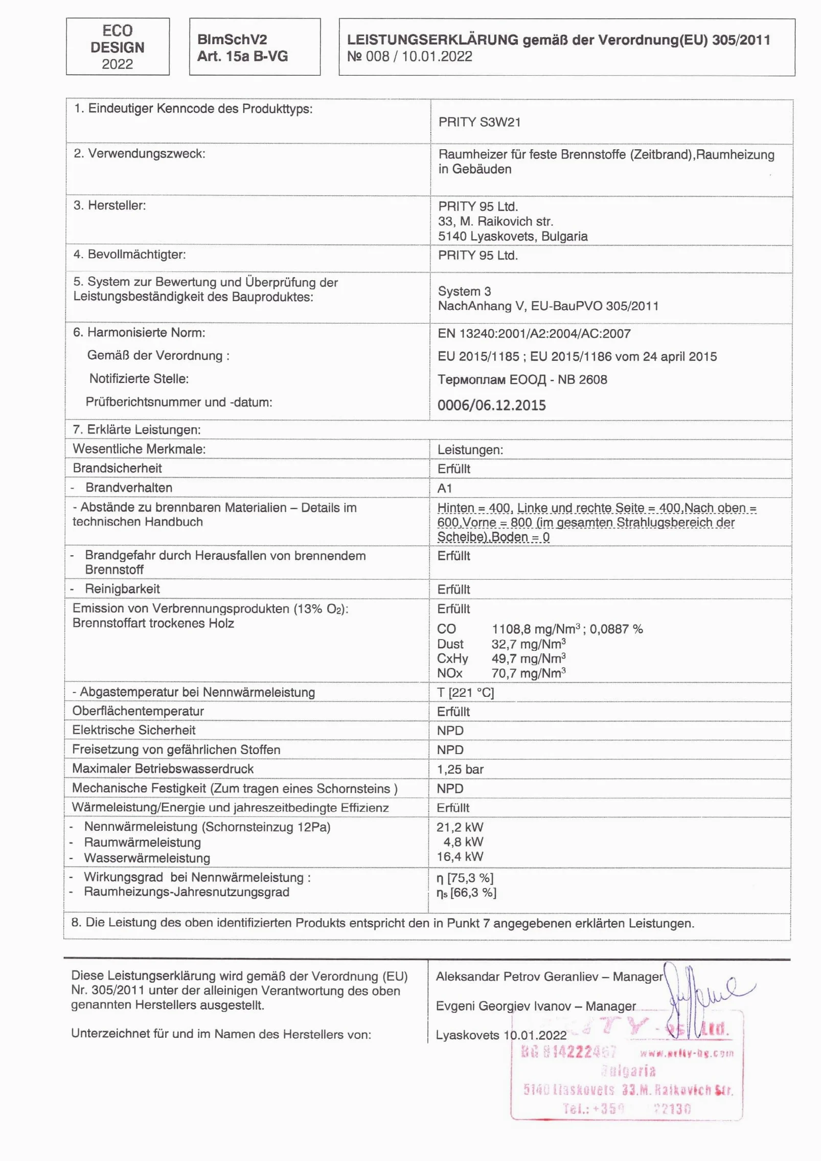 Stufa a Legna Termostufa Prity S3 W21 26kW