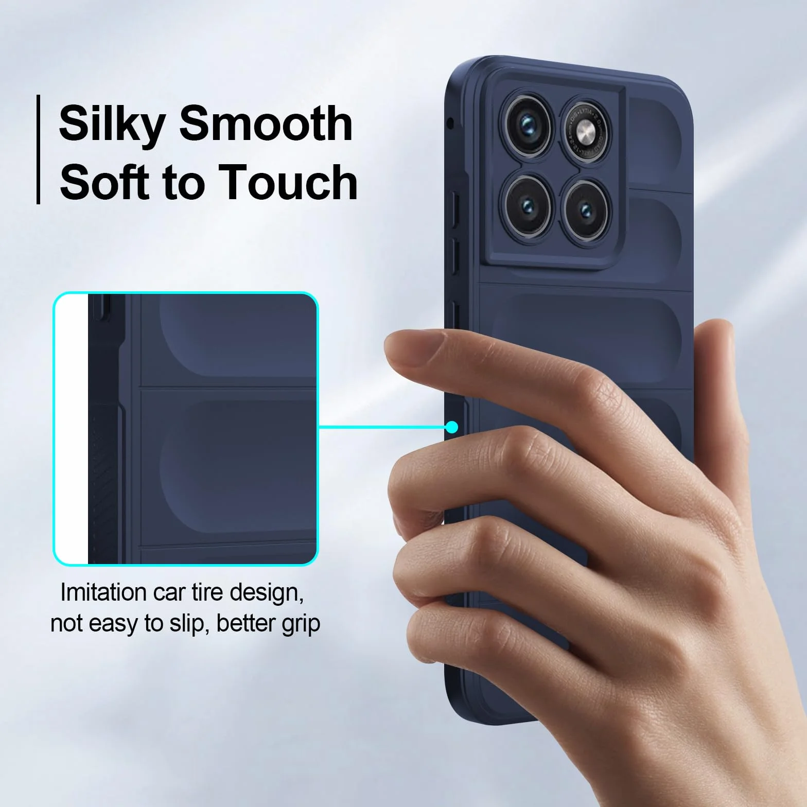 Cover per Motorola Moto Edge 70 Fusion, Custodia in Silicone Morbido TPU, Custodia Antiurto con Strato Interno in Fibra e Protezione della Fotocamera, Blu