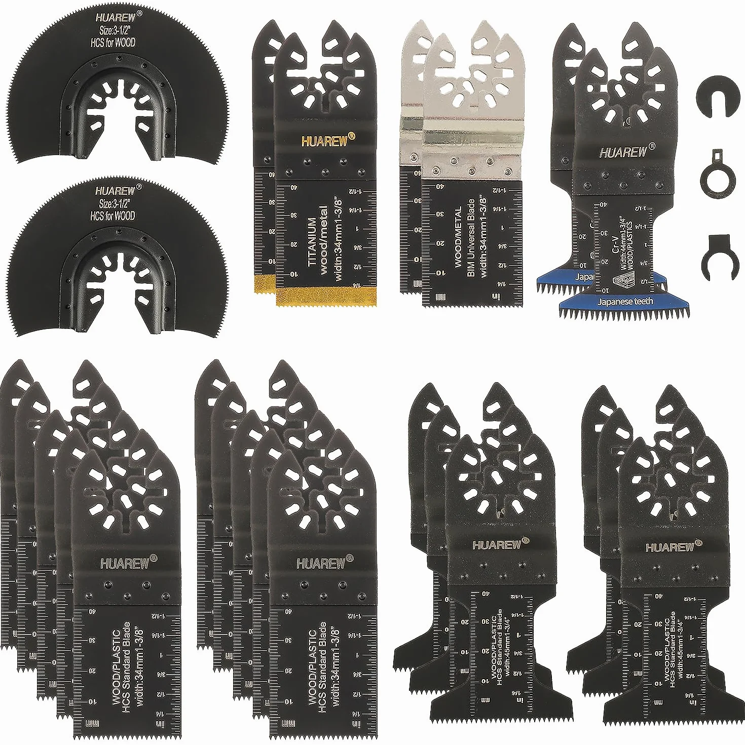 27 Pezzi Lame Utensile Multifunzione Accessori per Utensili Oscillanti Lame Multifunzione per Legno, Plastica, Metallo, Compatibile con Fein, Ryobi, Milwaukee, Bosch, Rockwell e altro ancora