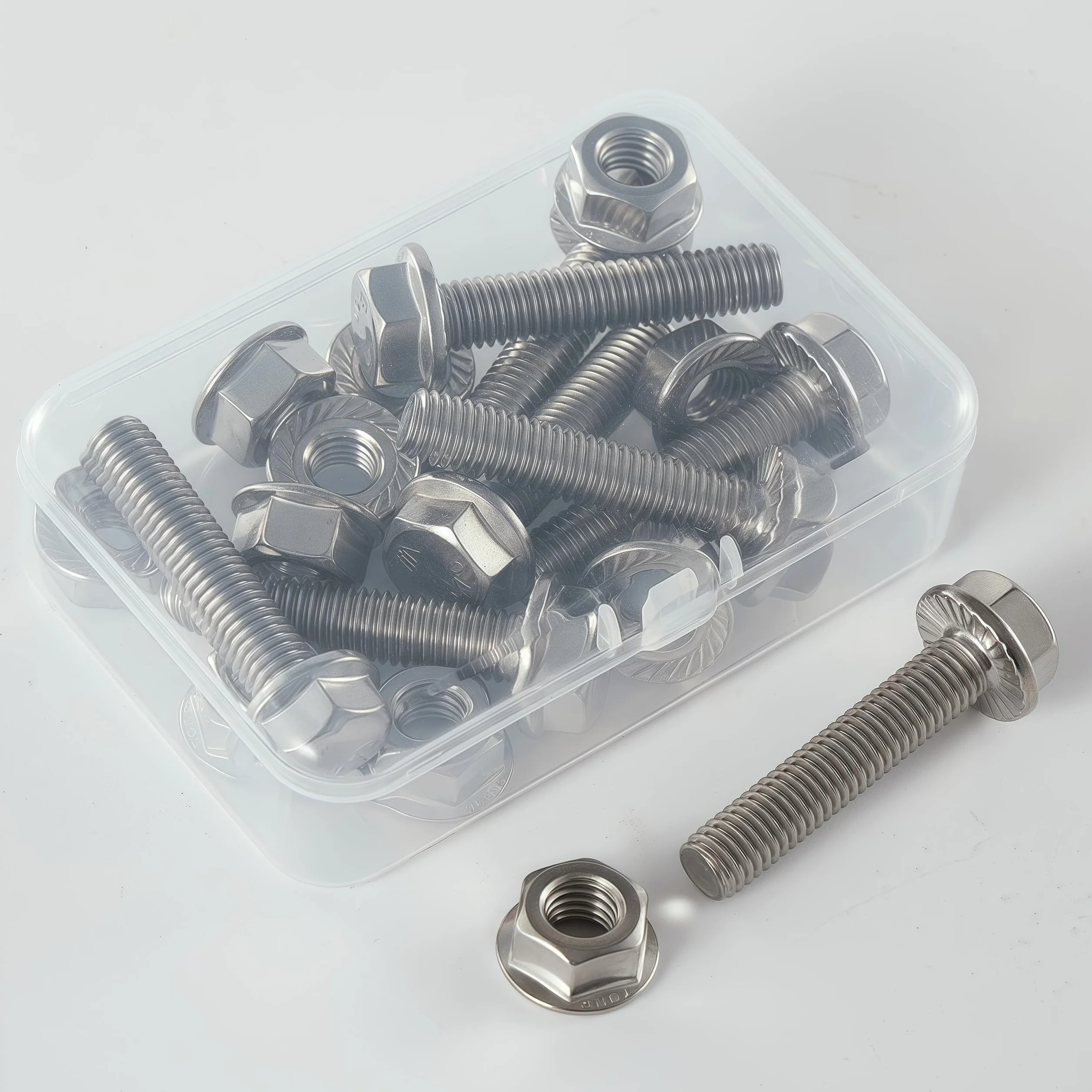 Set Bulloni e Dadi a Flangia M8 1,25 x 35 mm Acciaio Inox 304 A2-70 Flangia Dentata Autobloccante