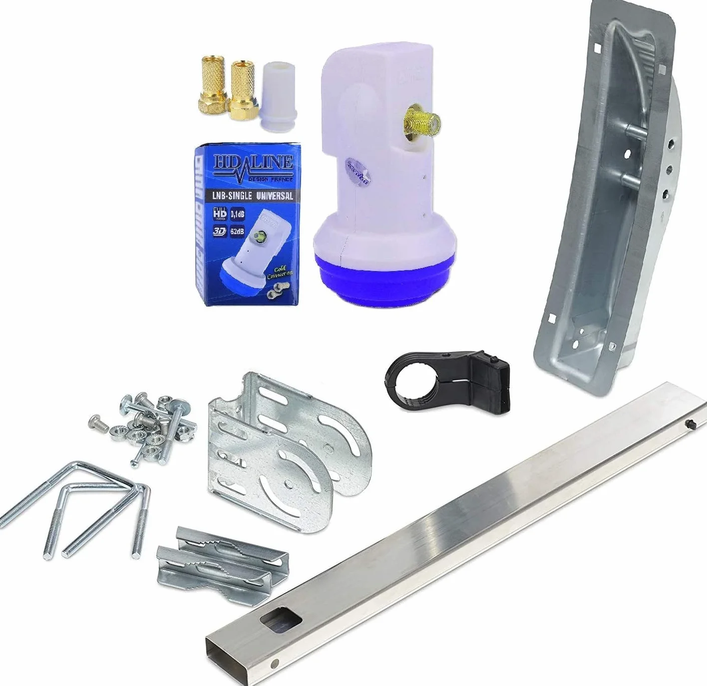 HD-LINE 1 Teilnehmer Set - Qualitäts-Alu-Sat-Anlage - Select 60/65cm Spiegel/Schüssel Anthrazit HD-LINE Single LNB - Satelliten-Komplettanlage - für 1 Receiver/TV [Neuste Technik - DVB-S/S2, Full HD, 4K/UHD, 3D]