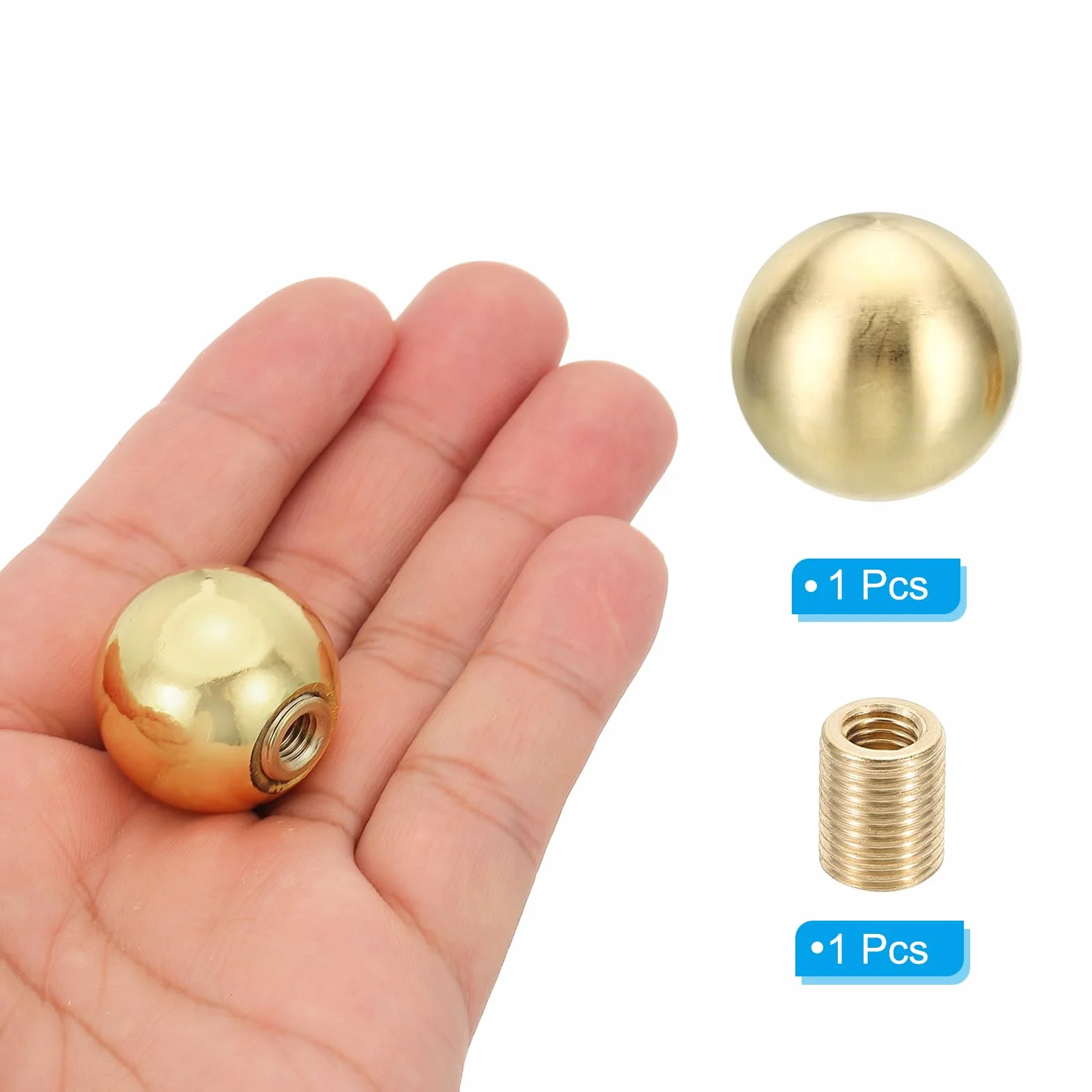 PATIKIL 25mm Pomelli Sfera per Lampade, Dadi a Testa Bombata Ottone Massiccio con Adattatore Riduzione