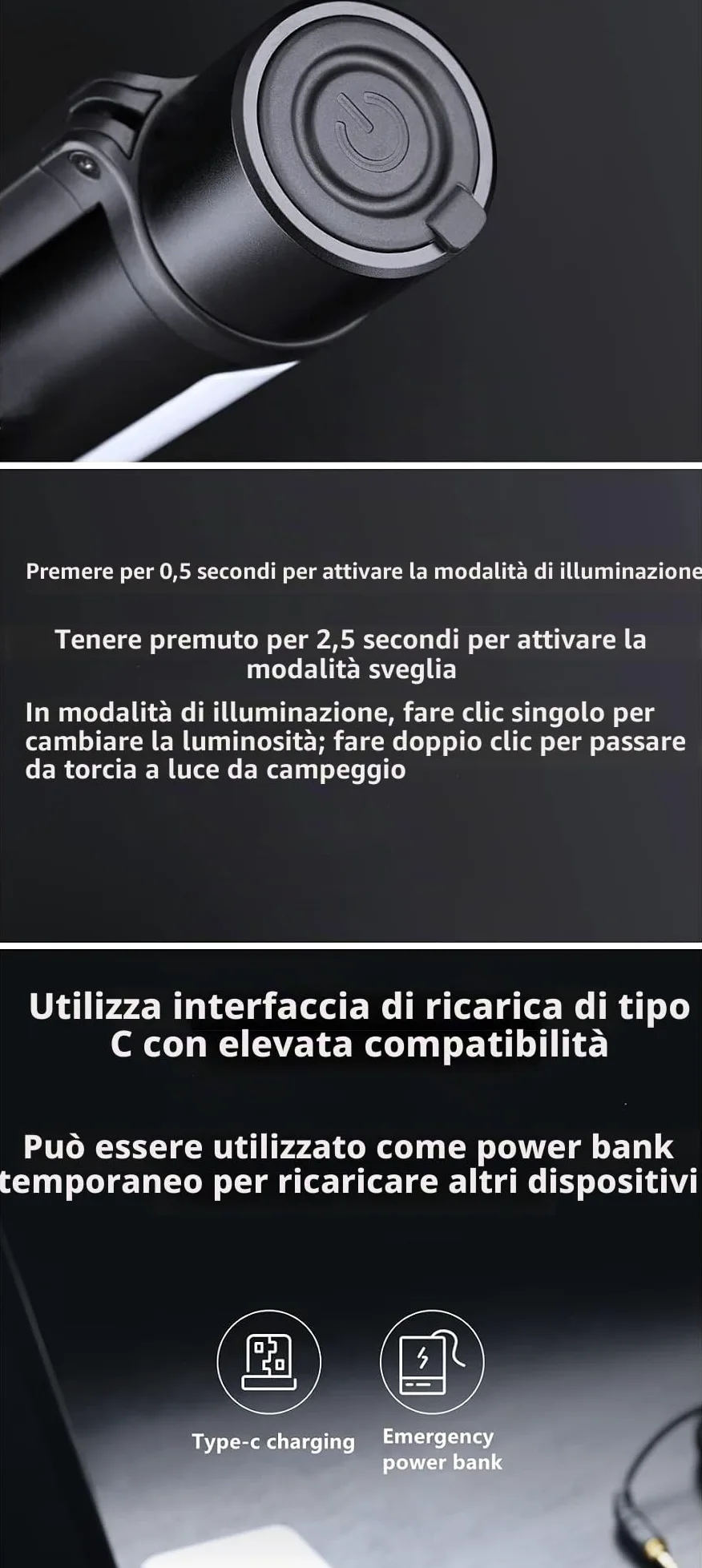 MIJIA NexTool Outdoor 6 in 1 Torcia Zoomable, Portatile, Modalità Normale e Sveglia Doppia Sorgente Luminosa Manico Rotante a 360 Gradi (Nero)