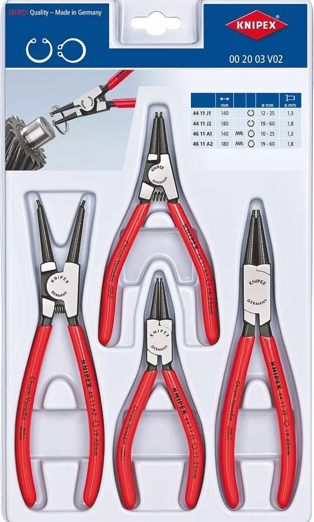 KNIPEX Assortimento di pinze per anelli di sicurezza 4 pezzi 00 20 03 V02