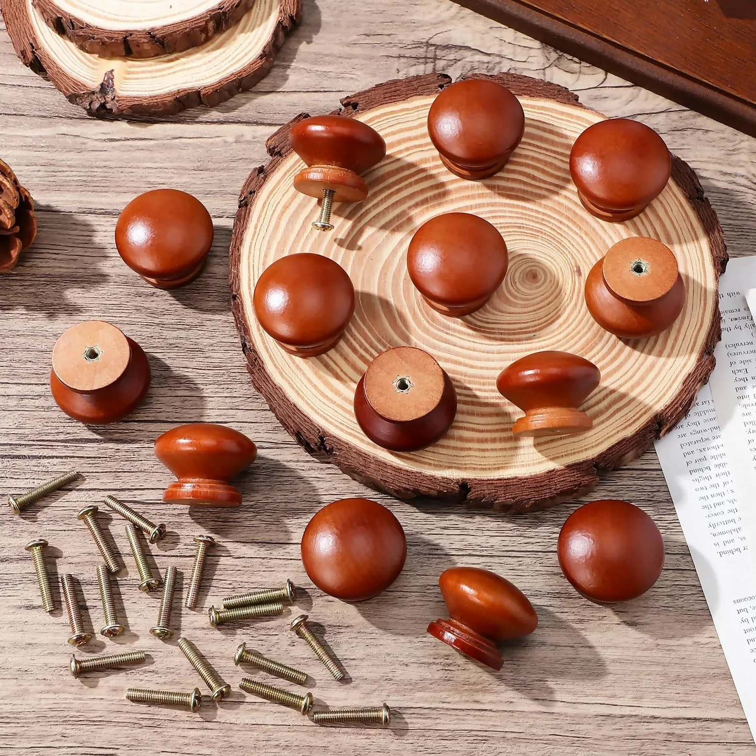 20 pezzi pomelli in legno maniglie rotonde lisce lucide for mobili da cucina cassettiera cassetti guardaroba manopole for in Per Porte Armadietti Cassetti