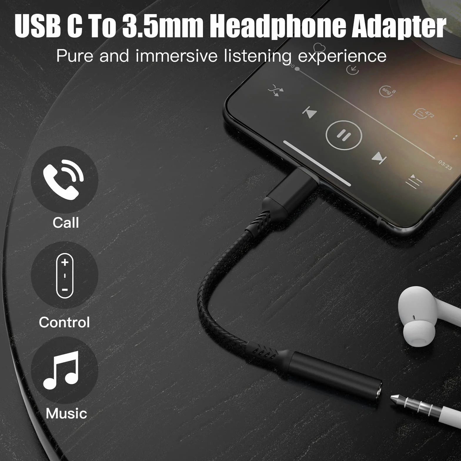Adattatore Usb C Jack 3,5mm,Adattatore Jack Usb C Da 3.5mm,Adattatore Usb C Connettore Jack Per iPhone 17 Pro Max/17Pro/17/16/15 Samsung S24 S23 S22 Ultra Not 20 A53,Huawei P50/Pro Mate,ipad Pro Nero