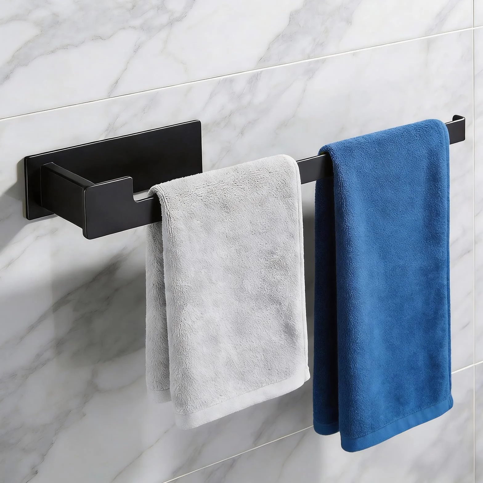 Portasciugamani da Parete 33 cm Acciaio Inox 304 Nero Opaco Adesivo Senza Fori Impermeabile per Bagno e Cucina