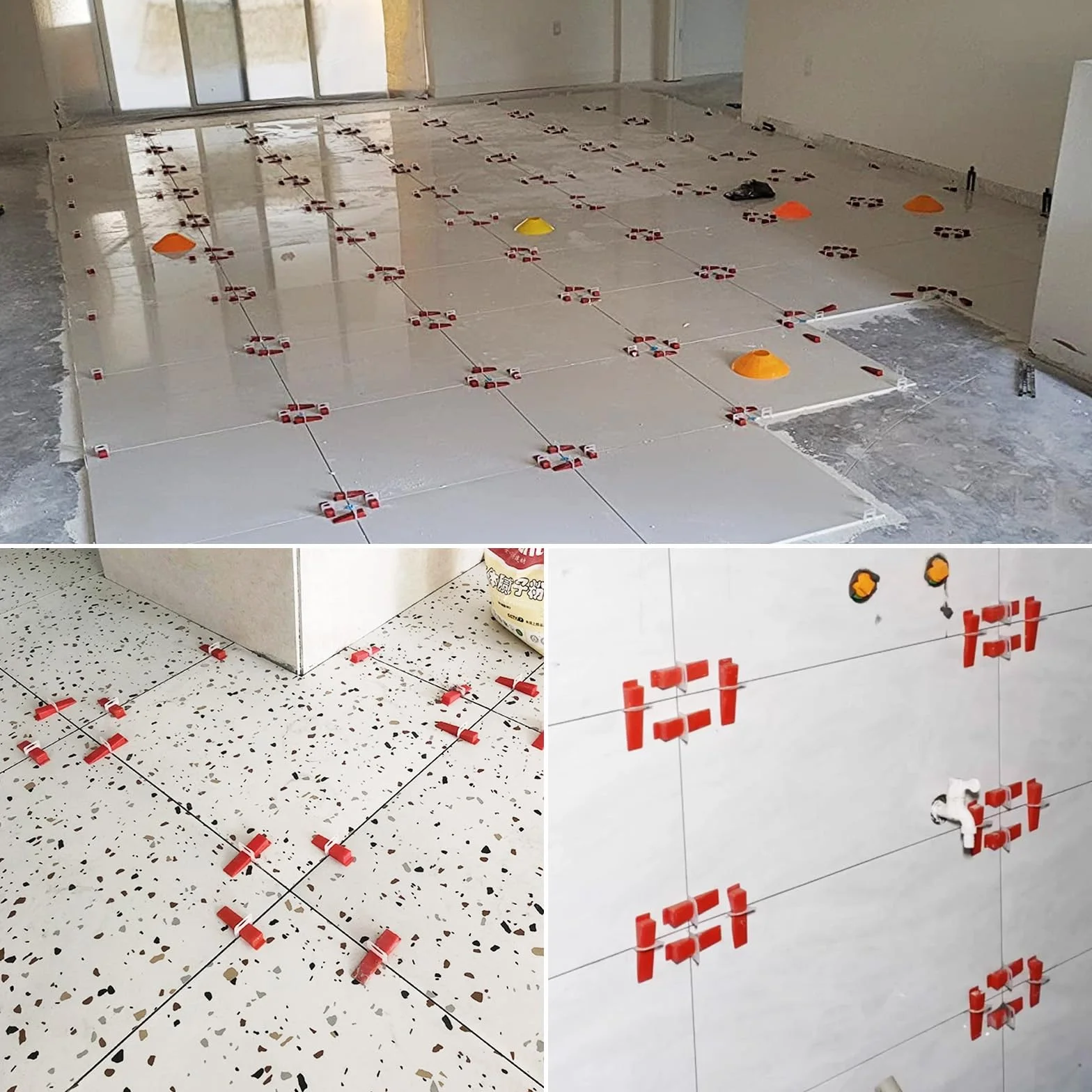 SENENQU 601 Pezzi Distanziatori per Piastrelle 1,5 mm, Cunei con Pinza Regolabile, Kit Livellamento per Pavimenti e Pareti