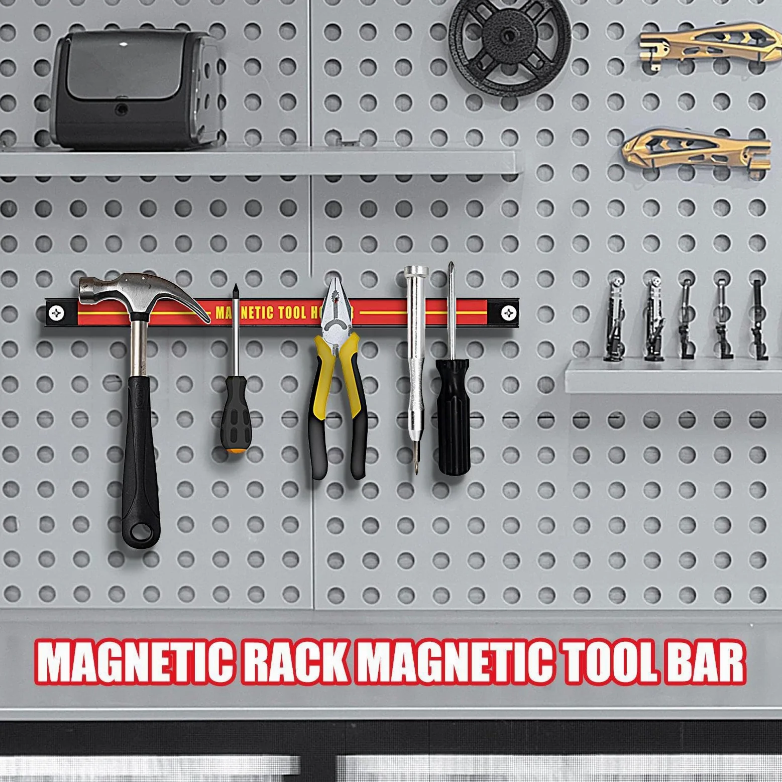 Barra portautensili magnetica | Portautensili di grande capacità | Portautensili antiruggine | Organizer per attrezzi di riparazione auto, organizer per attrezzi da officina, garag