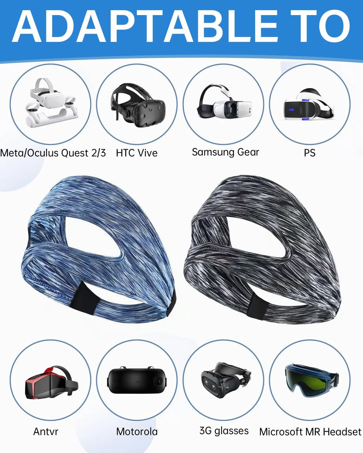 2 Pcs Maschera per gli occhi da gioco,VR Eye Mask Cover Sweat Bandi per M Quest 3/Quest 3S,VR Traspirante Maschera,Lavabile VR mascher,per PS VR2/M Quest Pro/M Quest 2