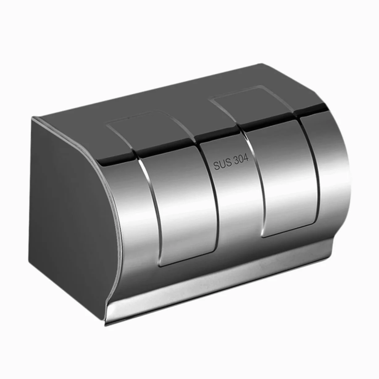 LIFKOME Portarotolo e Contenitore per Carta Igienica da Parete in Acciaio Inox Argento, senza Foratura, Facile da Lavare, per Bagno e Hotel
