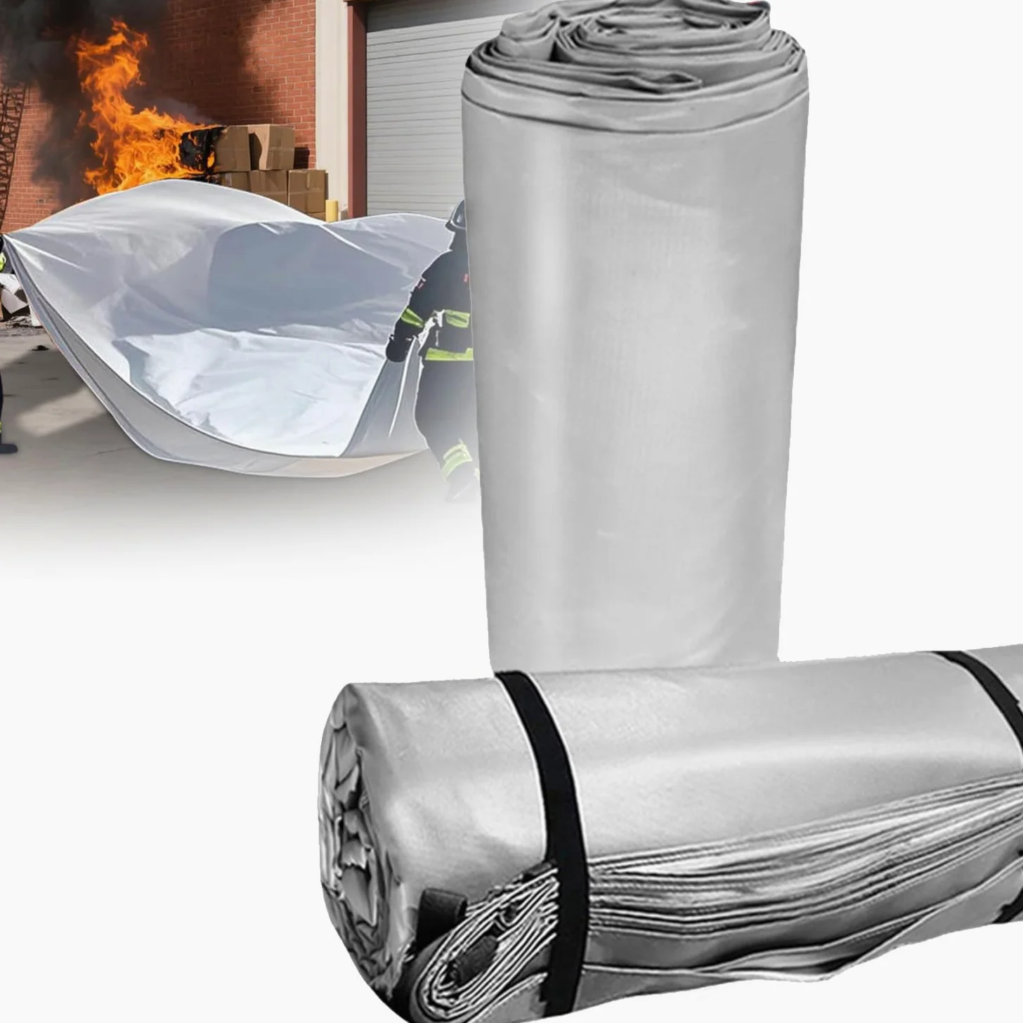 Coperta antincendio di emergenza, rivestita in silicone, resistente al calore 1100 °C e riutilizzabile, per incendi di veicoli, sicurezza automobilistica