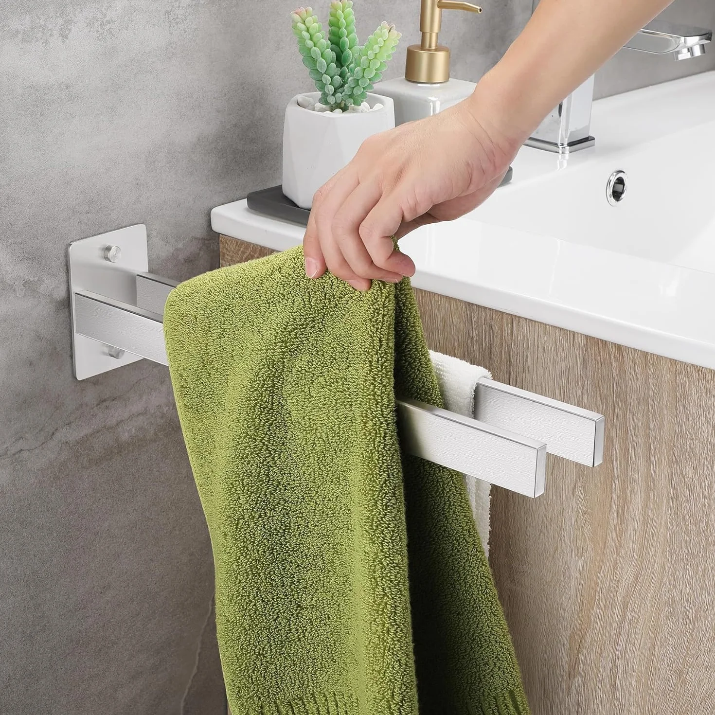 Porta Asciugamani Bagno SUS304 40cm Parete Adesivo Perforato Due Metodi Installazione