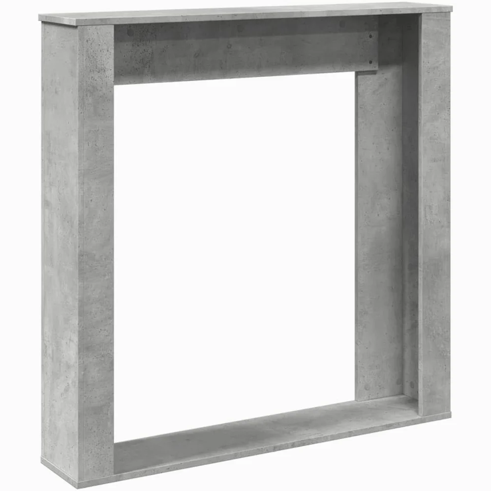 Mangloder - Cornice per camino in legno grigio cemento, 100 x 20 x 100 cm, per fiamme LED, portata 30 kg, cornice per camino facile da pulire, con supporto da parete per soggiorno, riscaldamento e