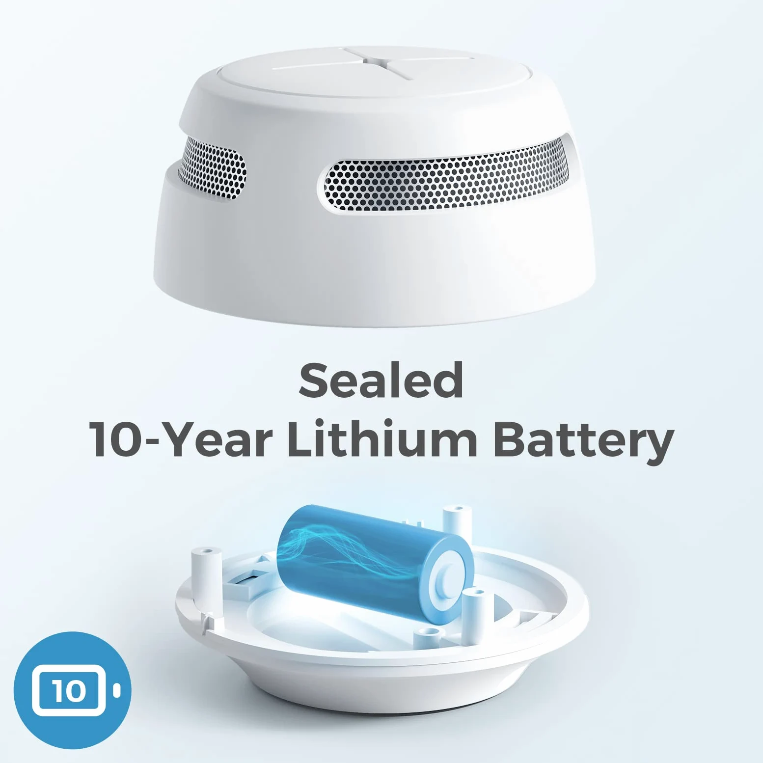 AEGISLINK Mini rilevatore di fumo fotoelettrico, batteria di una durata di vita di 10 anni, pulsante test/silenzio, conforme allo standard 14604, S500, confezione da 3