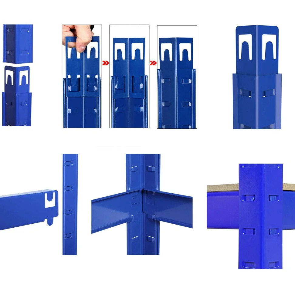 DayPlus Scaffalatura in metallo resistente e regolabile per carichi pesanti in metallo, per garage, cantine, officine, con 5 ripiani in MDF, portata 875 kg, portata 200cm x 100cm x 50cm, Blu