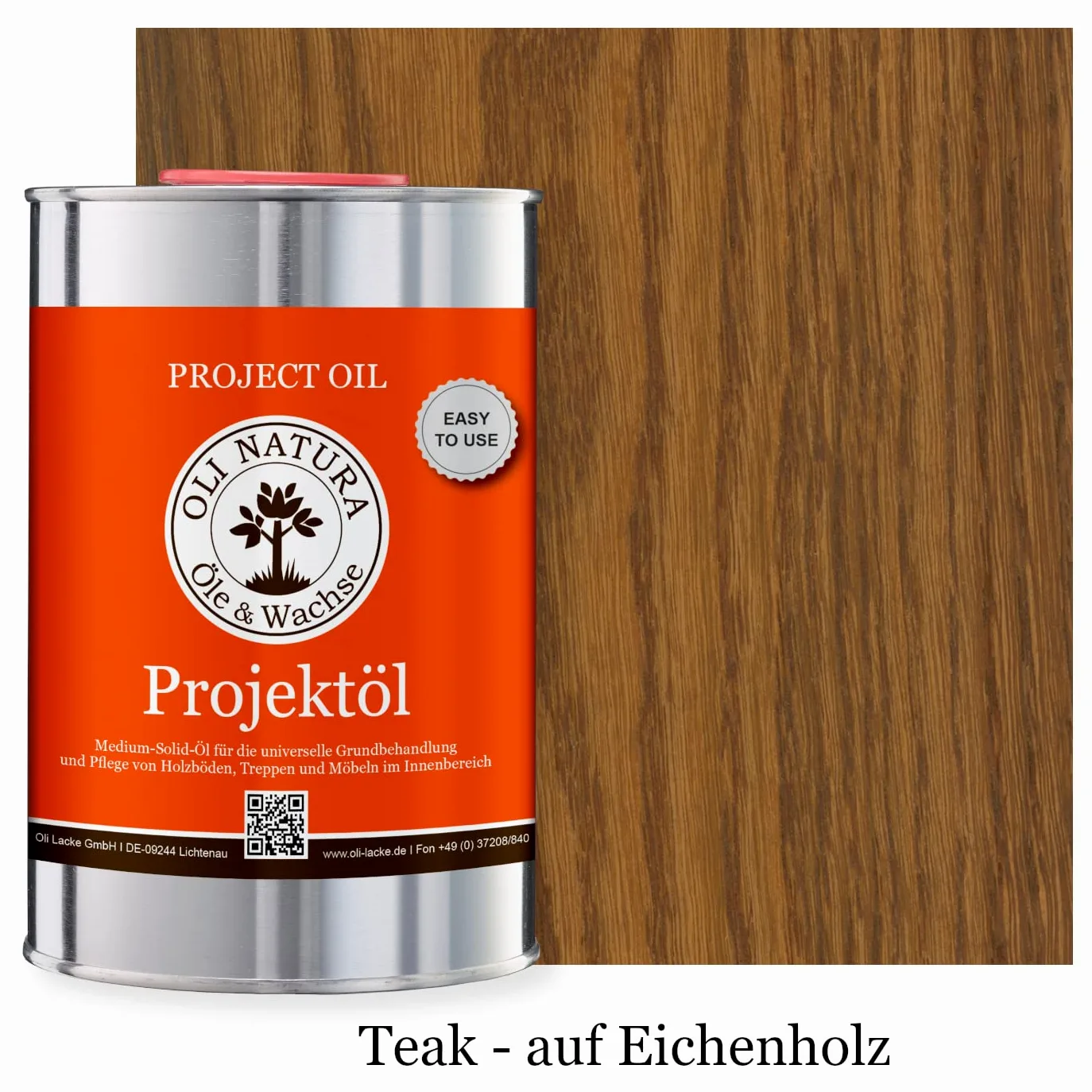 OLI-Natura Project Oil per interni (specialmente per mobili, parquet e scale in legno), 1 litro, teak