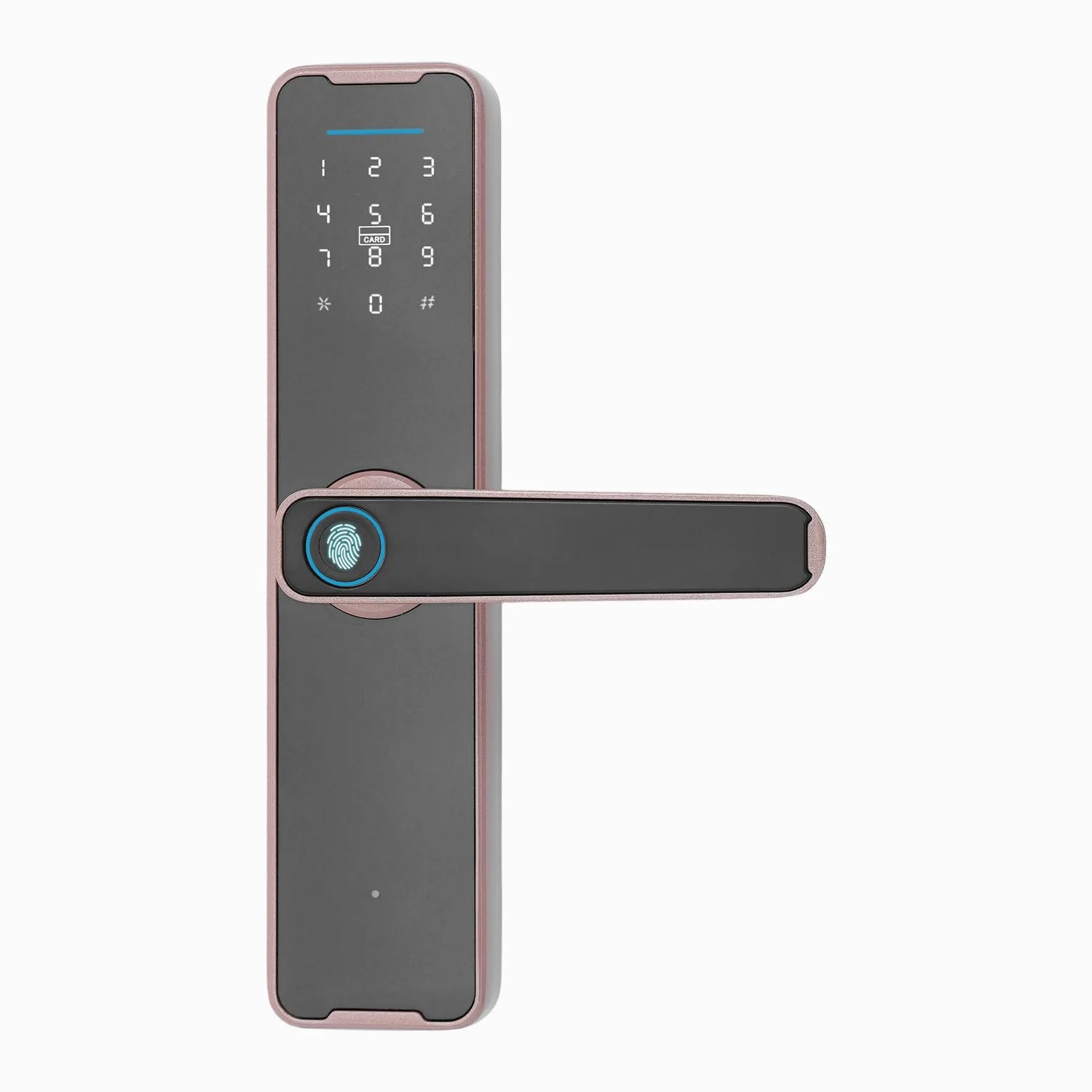Serratura delle impronte digitali 5 in 1 serratura elettronica supporto del telecomando APP, serratura intelligente impronte digitali chiave scorrevole carta password sblocco (oro rosa)