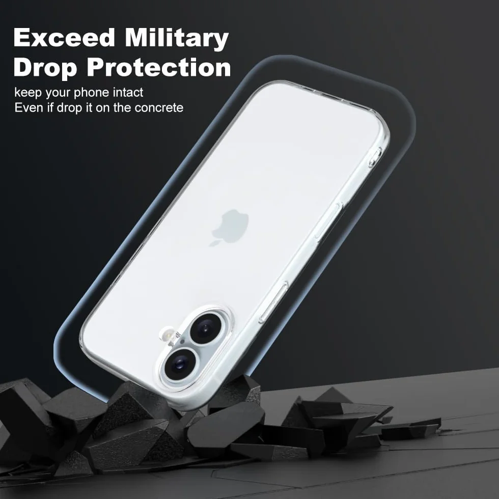 Captor Cover iPhone 16, Custodia Trasparente in Silicone Morbido, Protezione Fotocamera, Anti-Ingiallimento, Flessibile e Resistente per iPhone 16 Cover (Bordi Rialzati)