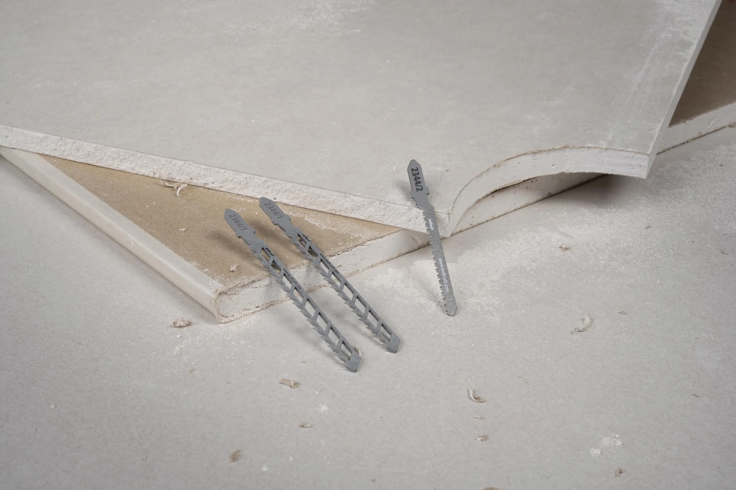 wolfcraft Set di lame per seghetti alternativi, per cartongesso, 3 pezzi - Per realizzare tagli dritti e curvi in pannelli di cartongesso - 2344000