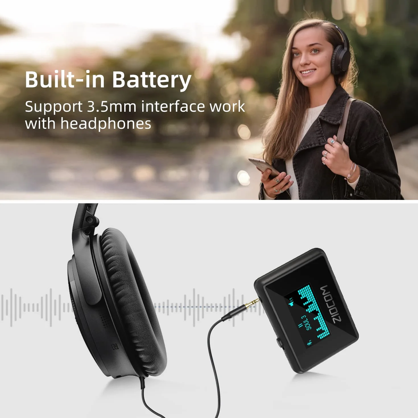 ZIOCOM Ricevitore Adattatore Bluetooth 30 Pin per iPod Bose SoundDock e Altri Altoparlanti Dock a 30 Pin, Schermo LCD Unico, Batteria Integrata, Supporta Simultaneamente 2 Dispositivi (Non per Auto)
