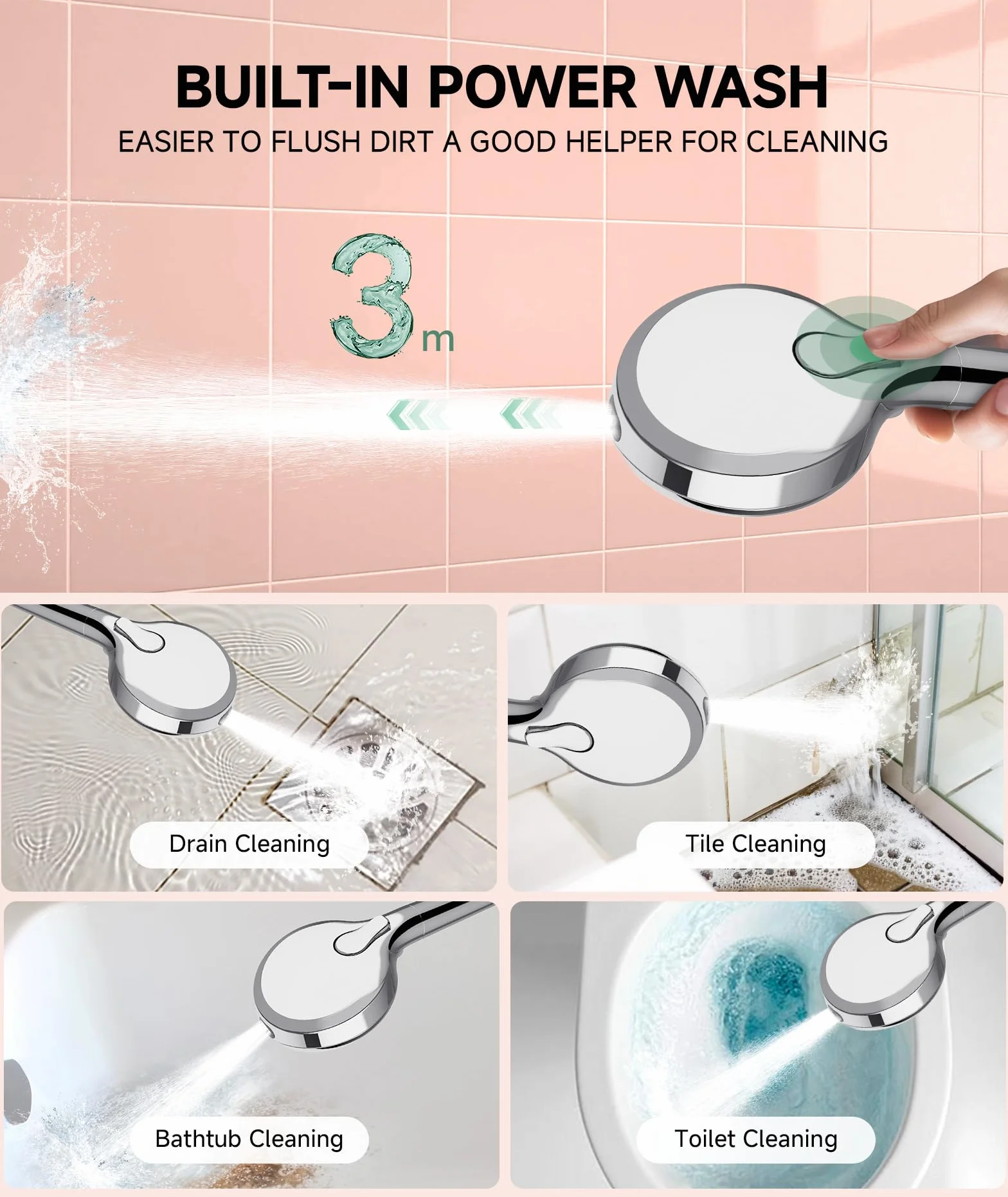 SunCleanse Filtered Shower Head with Handheld, 9-Spray Setting Detachable Showerhead with Filters, Shower Head for Hard Water - Filtered Chlorine, Improve Skin and Hair Texture, Chrome