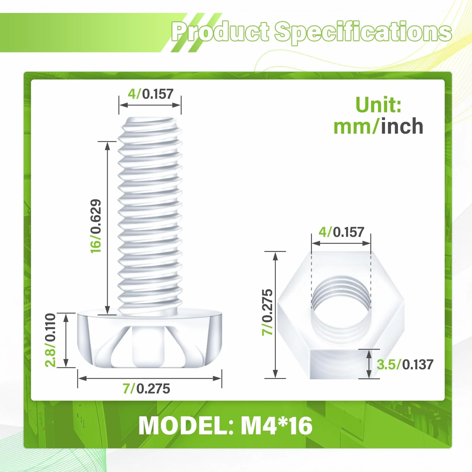 200 Pezzi/100 Set Viti a Testa Tonda M4*16 mm in Plastica Trasparente con Dadi Esagonali per Fai da Te