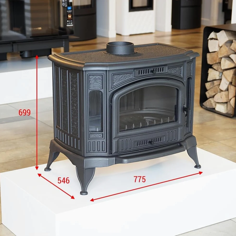 KRATKI Stufa a legna in ghisa KOZA K9 10 kW Ø150 A Ecodesign Ø130mm 10kW | Ghisa nero, efficienza 75%, classe A. Ecodesign.; combustione efficiente; basse emissioni; calore uniforme; struttura robusta