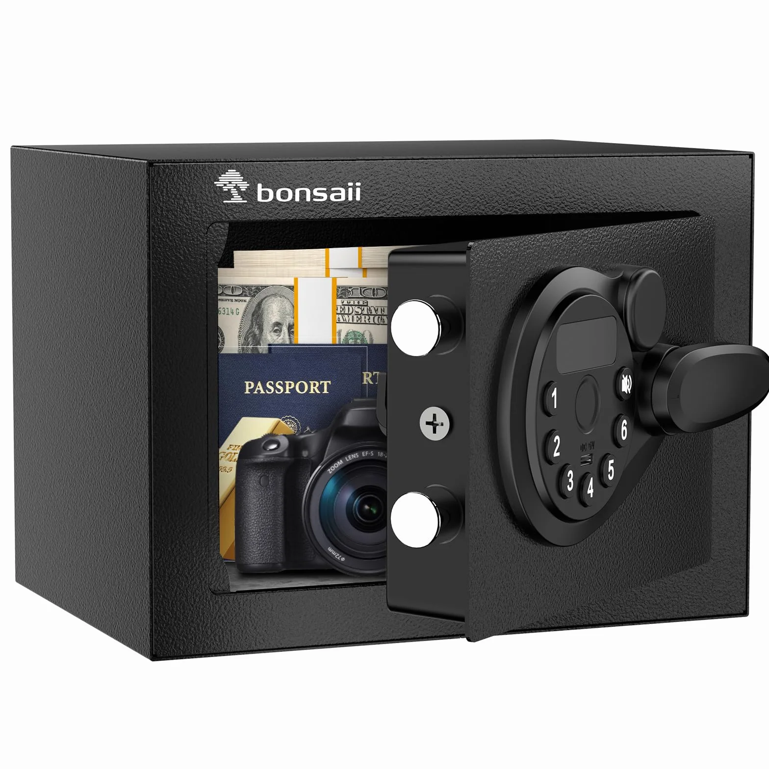Bonsaii Cassaforte piccola da 6,6L con tastiera elettronica, cassaforte nascosta con chiave in acciaio, mini cassaforte per casa, ufficio e hotel, SF005